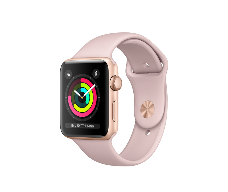 Apple Watch Series 3, 42mm (2017, GPS + Cellular, Gold Aluminum Case